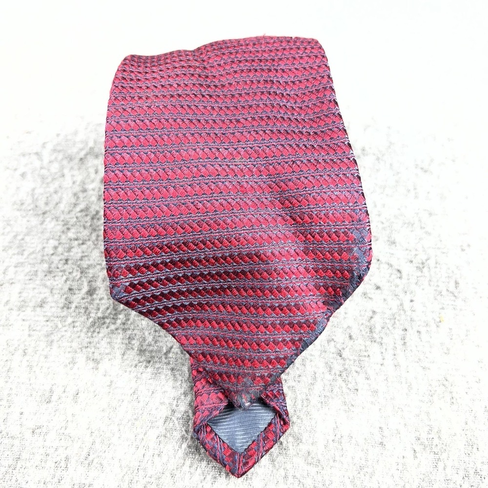 Tie Rack Tie Mens One Size Red Geometric 100% Silk Skinny Woven Made In Italy